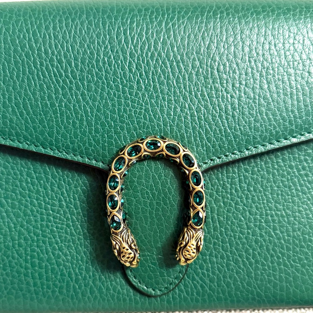 Authentic Gucci Dionysus mini bag emerald green leather silver chain strap - Picture 7 of 16